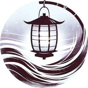 git-sumi logo: a lantern held on a bamboo stick over the sea